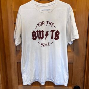 🌺🌺🌺3/25 Bussin’ With The Boys Graphic Short-Sleeve Tee - Cream with Maroon Print